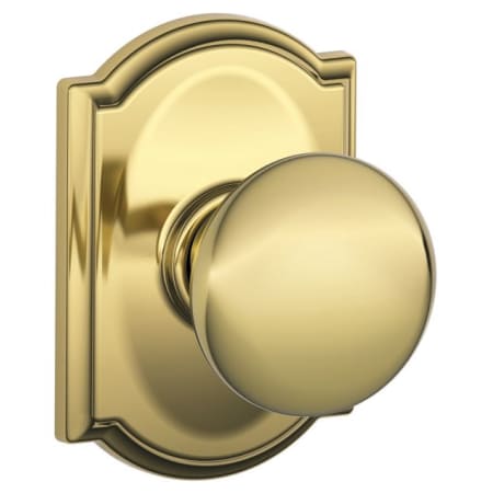 A large image of the Schlage F10-PLY-CAM Lifetime Polished Brass