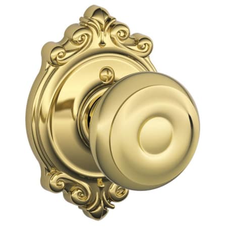 A large image of the Schlage F170-GEO-BRK Polished Brass