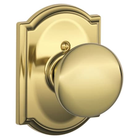 A large image of the Schlage F170-PLY-CAM Polished Brass
