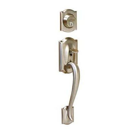 A large image of the Schlage F62-CAM-FLA-LH Satin Nickel