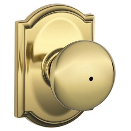 A large image of the Schlage F40-PLY-CAM Polished Brass
