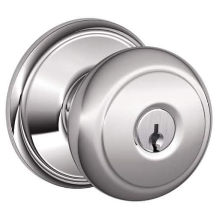 A large image of the Schlage F51-AND Polished Chrome