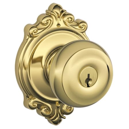 A large image of the Schlage F51-GEO-BRK Lifetime Polished Brass
