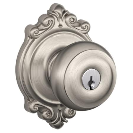 A large image of the Schlage F51-GEO-BRK Satin Nickel