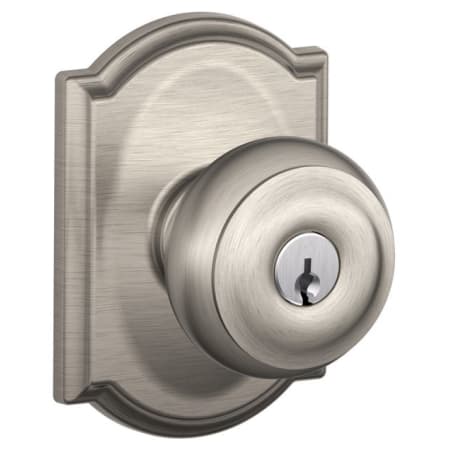 A large image of the Schlage F51-GEO-CAM Satin Nickel