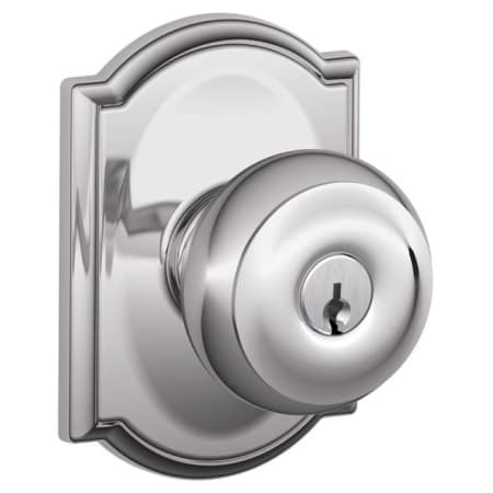 A large image of the Schlage F51-GEO-CAM Polished Chrome