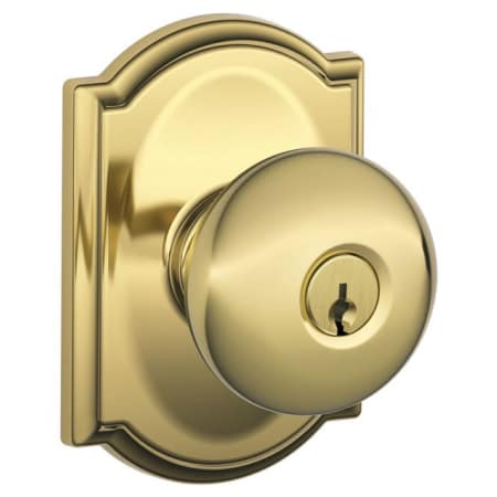A large image of the Schlage F51-PLY-CAM Lifetime Polished Brass