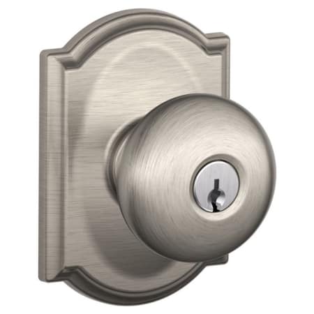 A large image of the Schlage F51-PLY-CAM Satin Nickel