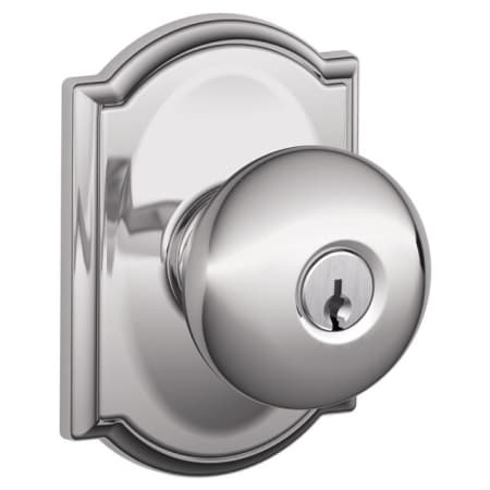 A large image of the Schlage F51-PLY-CAM Polished Chrome