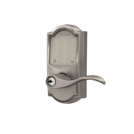 A large image of the Schlage FE789WB-CAM-ACC Schlage Encode Accent Lever Right Satin Nickel