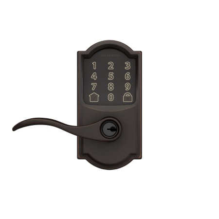A large image of the Schlage FE789WB-CAM-ACC Schlage Encode Accent Lever Head On Aged Bronze