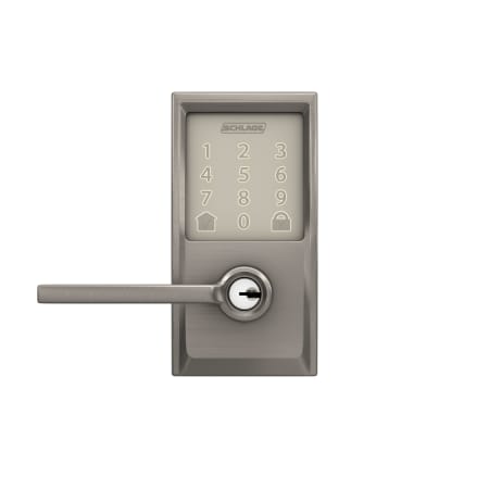 A large image of the Schlage FE789WB-CEN-LAT Schlage Encode Century Lever Head On Satin Nickel