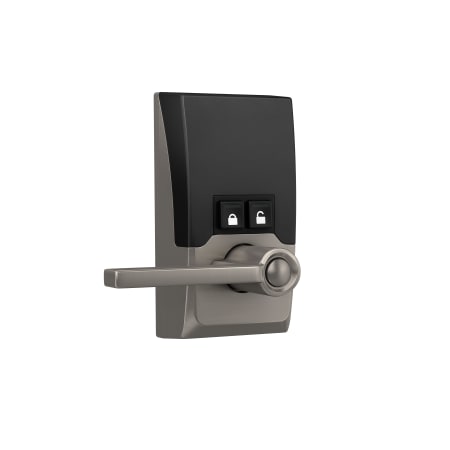 A large image of the Schlage FE789WB-CEN-LAT Schlage Encode Century Lever Interior Satin Nickel