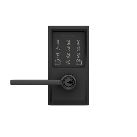 A large image of the Schlage FE789WB-CEN-LAT Schlage Encode Century Lever Head On Matte Black