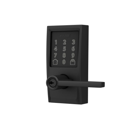 A large image of the Schlage FE789WB-CEN-LAT Schlage Encode Century Lever Right Matte Black