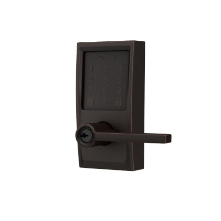 A large image of the Schlage FE789WB-CEN-LAT Schlage Encode Century Lever Right Aged Bronze