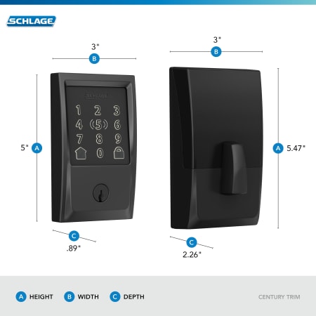 A large image of the Schlage BE499WB-CEN Encode Plus Spec Image