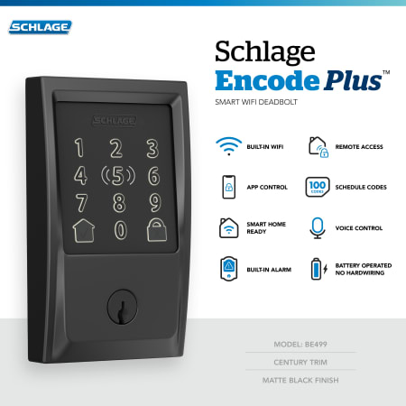 A large image of the Schlage BE499WB-CEN Encode Plus Value Props