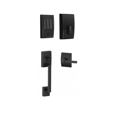 A large image of the Schlage BE489WB-CEN-BRW-CEN Matte Black