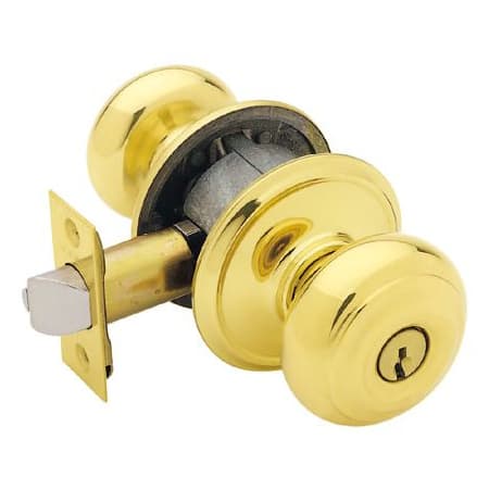 A large image of the Schlage F51-GEO Polished Brass