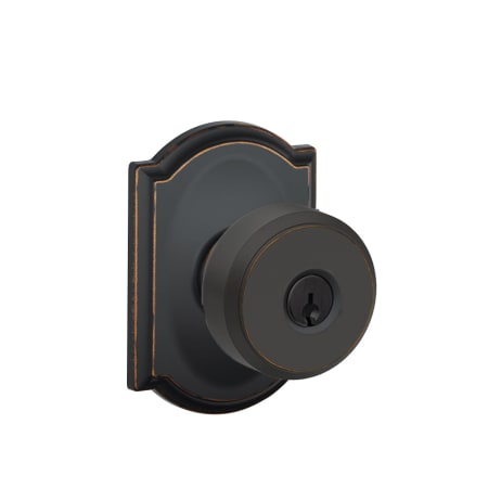 A large image of the Schlage F51A-BWE-CAM Aged Bronze