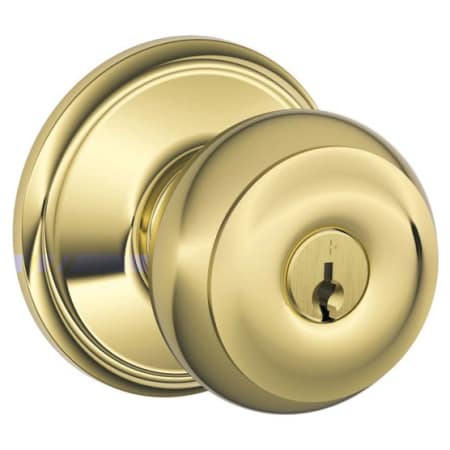 A large image of the Schlage F51-GEO Lifetime Polished Brass