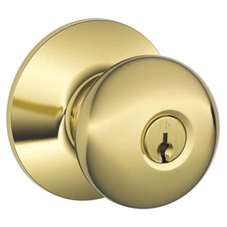 A large image of the Schlage F51-PLY Lifetime Polished Brass