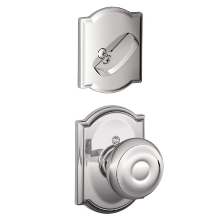 A large image of the Schlage F59-GEO-CAM Bright Chrome