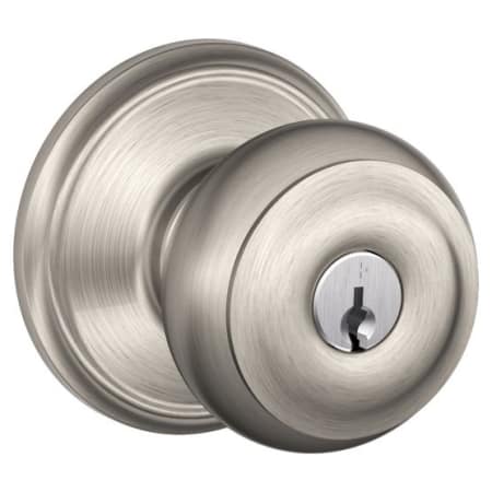 A large image of the Schlage F80-GEO Satin Nickel