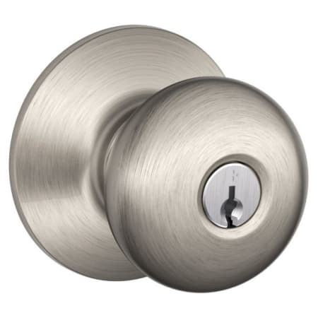 A large image of the Schlage F80-PLY Satin Nickel