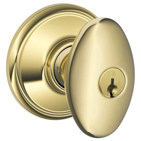 A large image of the Schlage F80-SIE Polished Brass