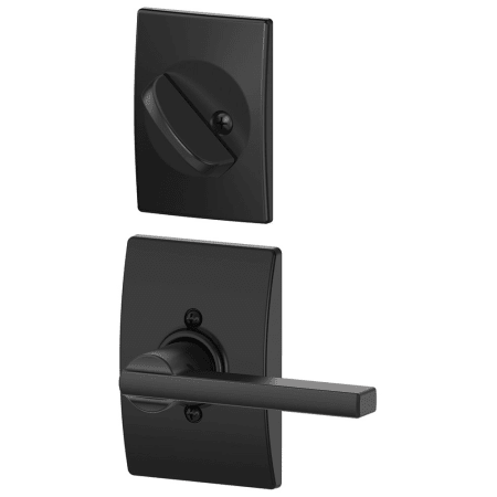 A large image of the Schlage F94-LAT-CEN Matte Black