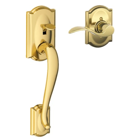 A large image of the Schlage FE285-CAM-ACC-CAM-RH Polished Brass