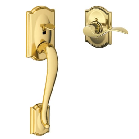 A large image of the Schlage FE285-CAM-ACC-CAM-LH Polished Brass