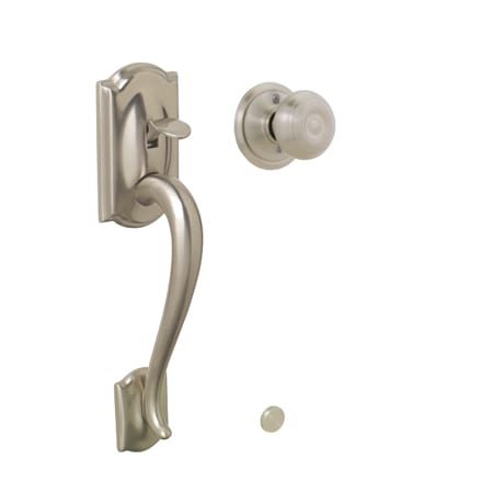 A large image of the Schlage FE285-CAM-GEO Satin Nickel