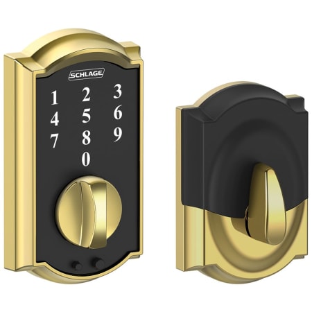 A large image of the Schlage BE375-CAM Bright Brass