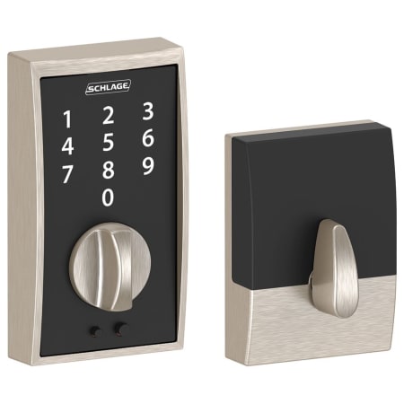 A large image of the Schlage BE375-CEN Satin Nickel