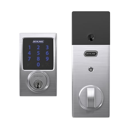 A large image of the Schlage BE469NX-CEN Satin Chrome