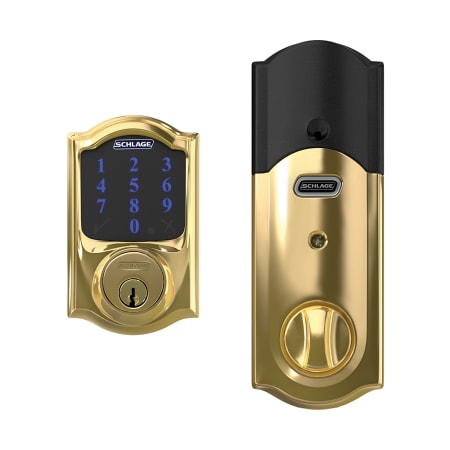 A large image of the Schlage BE469NX-CAM Polished Brass