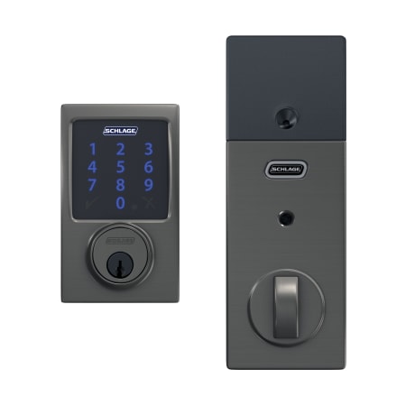 A large image of the Schlage BE469NX-CEN Black Stainless