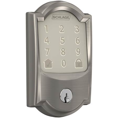A large image of the Schlage BE489WB-CAM Satin Nickel