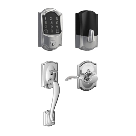 A large image of the Schlage BE489WB-CAM-ACC-CAM-LH Polished Chrome