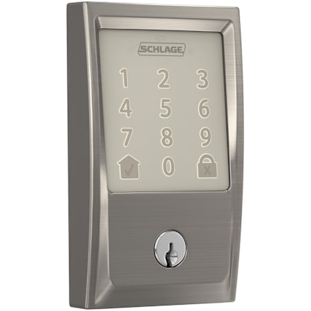 A large image of the Schlage BE489WB-CEN Satin Nickel