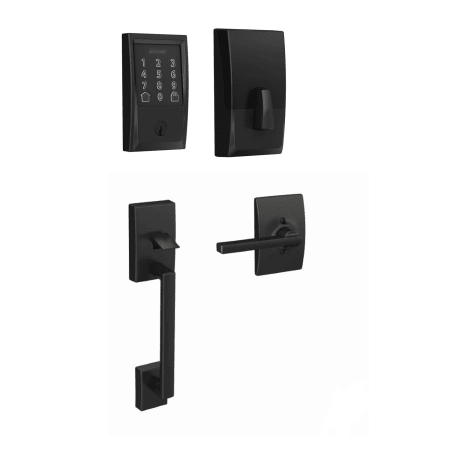A large image of the Schlage BE489WB-CEN-LAT-CEN Matte Black