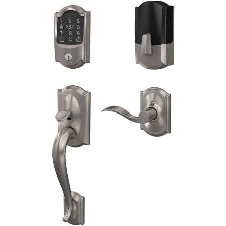 A large image of the Schlage BE499WB-CAM-ACC-CAM-LH Satin Nickel