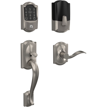 A large image of the Schlage BE499WB-CAM-ACC-CAM-RH Satin Nickel