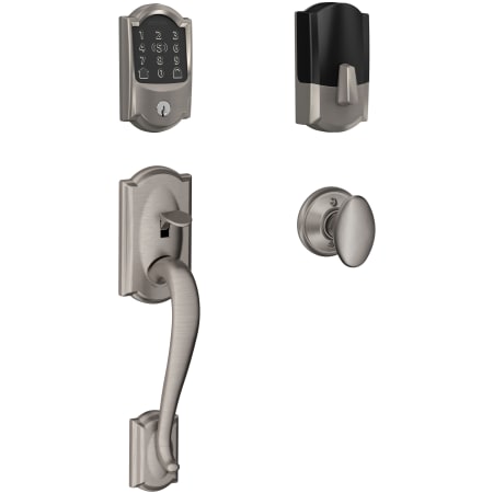 A large image of the Schlage BE499WB-CAM-SIE Satin Nickel