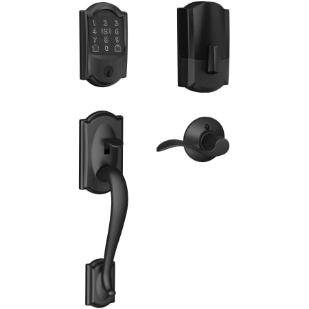 A large image of the Schlage BE499WB-CAM-ACC-LH Matte Black