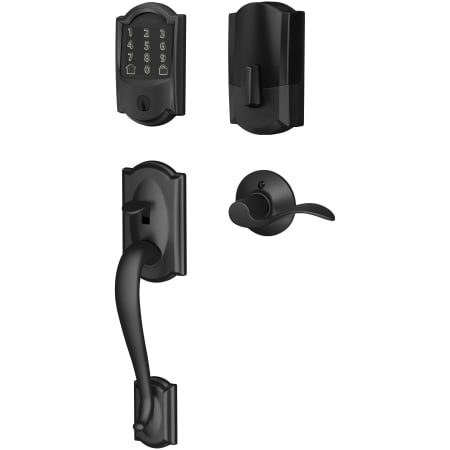 A large image of the Schlage BE499WB-CAM-ACC-RH Matte Black