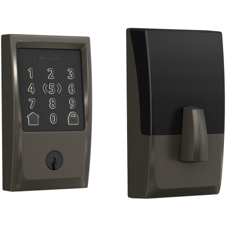 A large image of the Schlage BE499WB-CEN Black Stainless